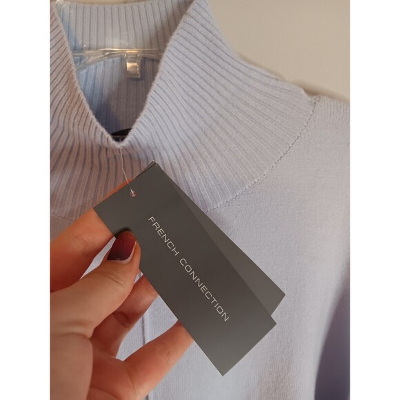 French Connection High Neck Tunic Sweater Light Blue Sz Medium New With Tags - Picture 6 of 6